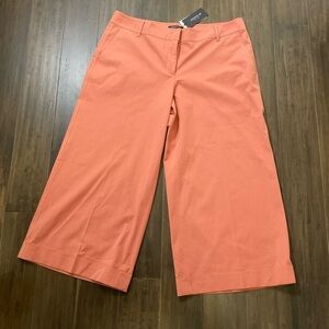 Lafayette 148 New York Cuffed Wide Leg Cropped Pants Clay Dust Orange Size 16